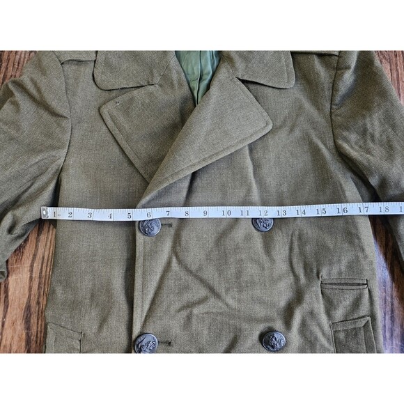 US Military Marine Corps Green Wool Uniform Overcoat Size 34s Goodstein Bros. - Picture 11 of 16